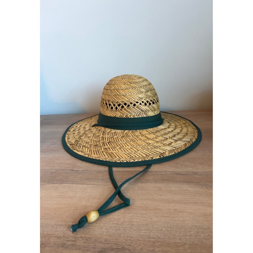Gold Coast Sunwear Straw Lifeguard Hat Green Trim GC#3000RVT S/M